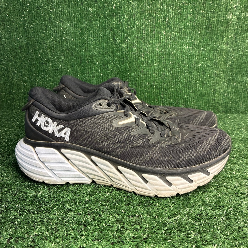 Hoka Gaviota 4 Stability Cushioned Road Running Sneakers Black White Men Size 9D